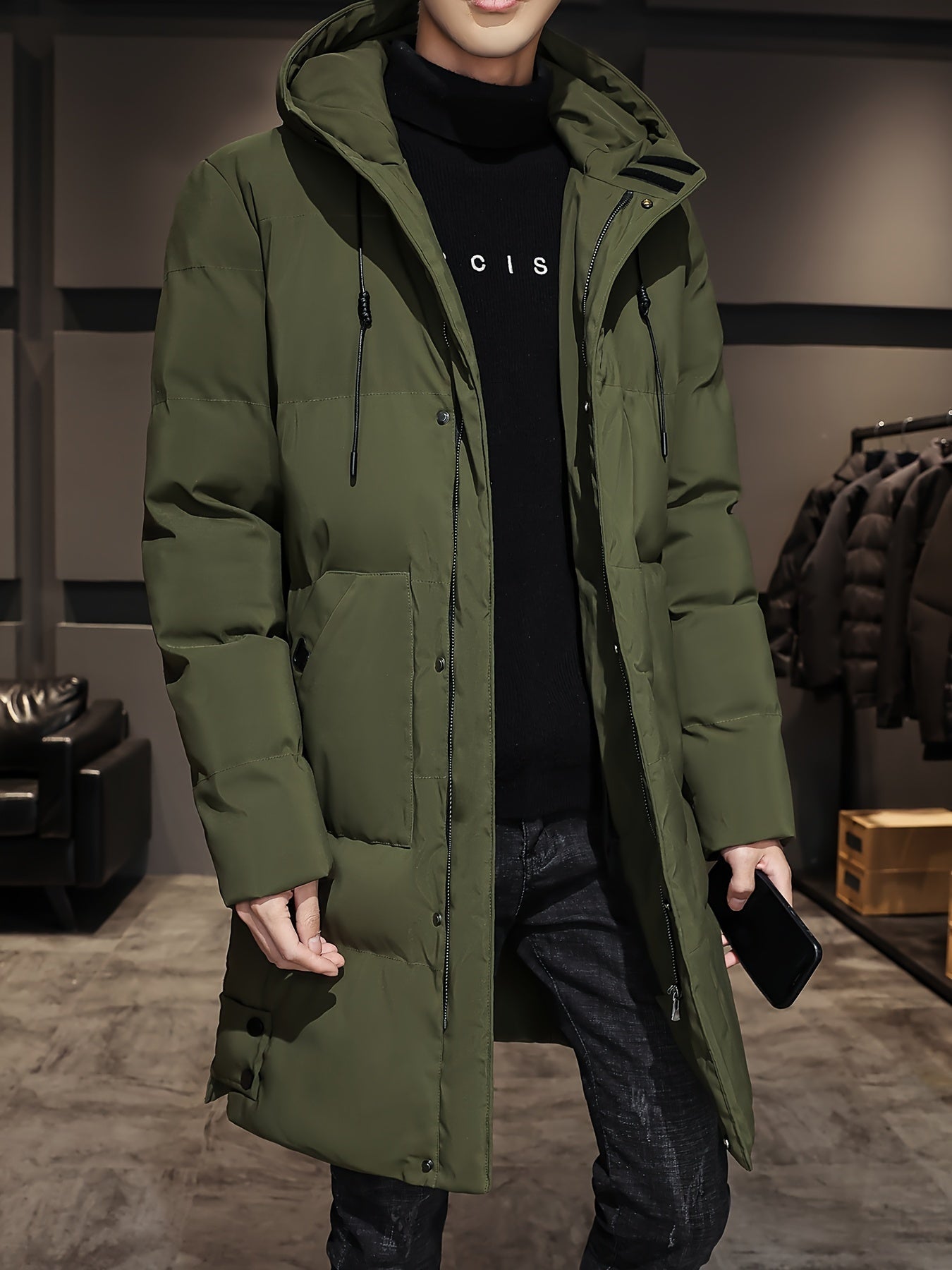 Warm Faux Fur Insulated Mens Parka Coat
