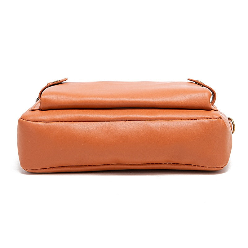 Three-Layer Crossbody Leather Shoulder Bag & Clutch