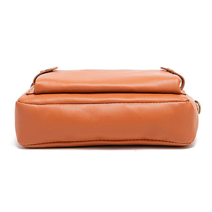Three-Layer Crossbody Leather Shoulder Bag & Clutch
