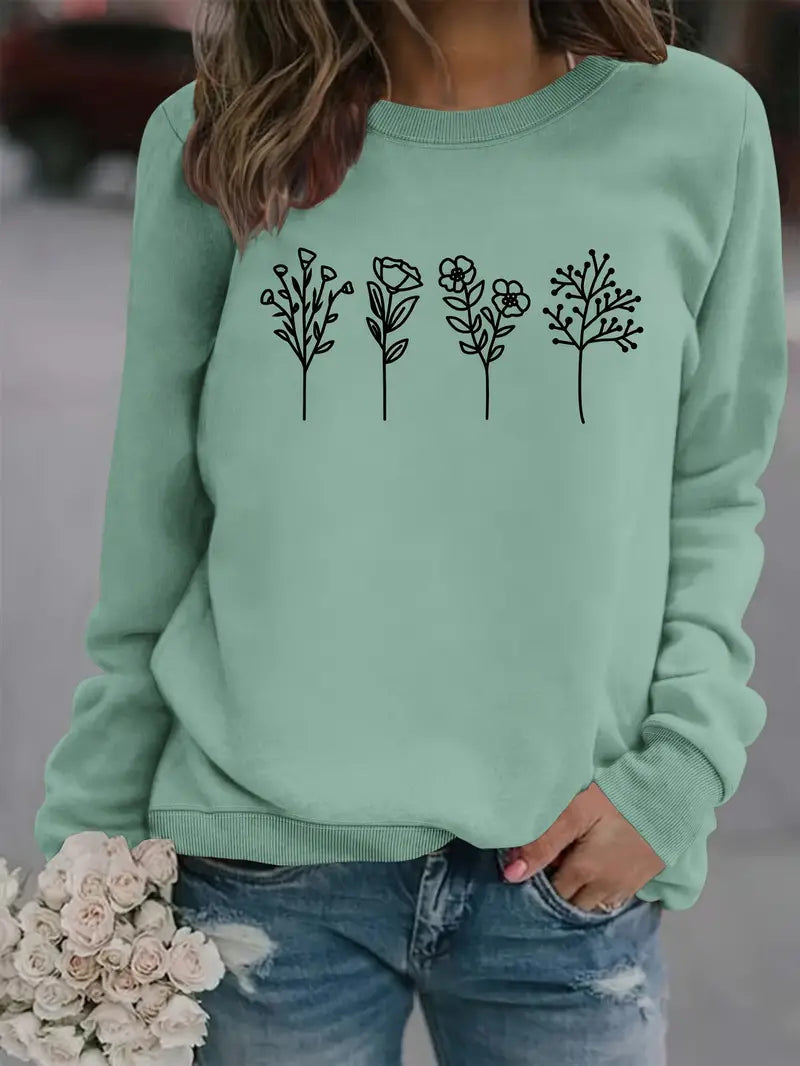 Light Green Relaxed Fit Casual Sweatshirt - OutfitLondon