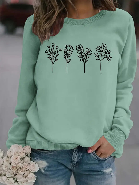 Light Green Relaxed Fit Casual Sweatshirt - OutfitLondon