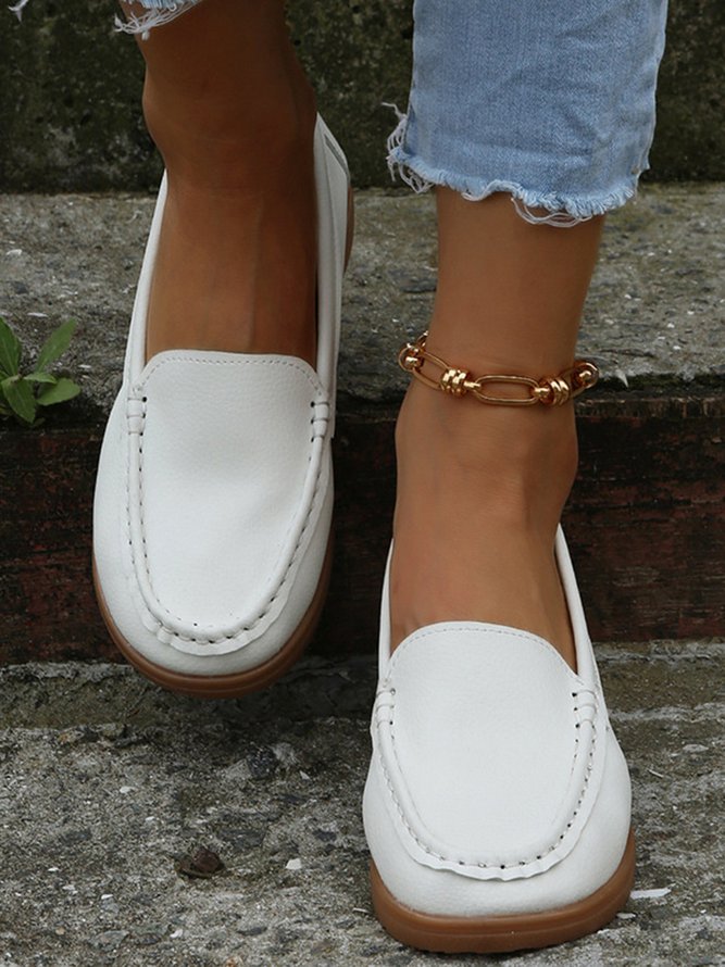 Plain Color Casual Loafers Flats
