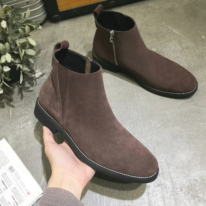 Luxury Men's Real Suede Chelsea Ankle Boots