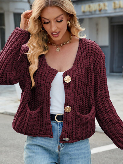 Cozy Ladies' Cable Cardigan with Pockets