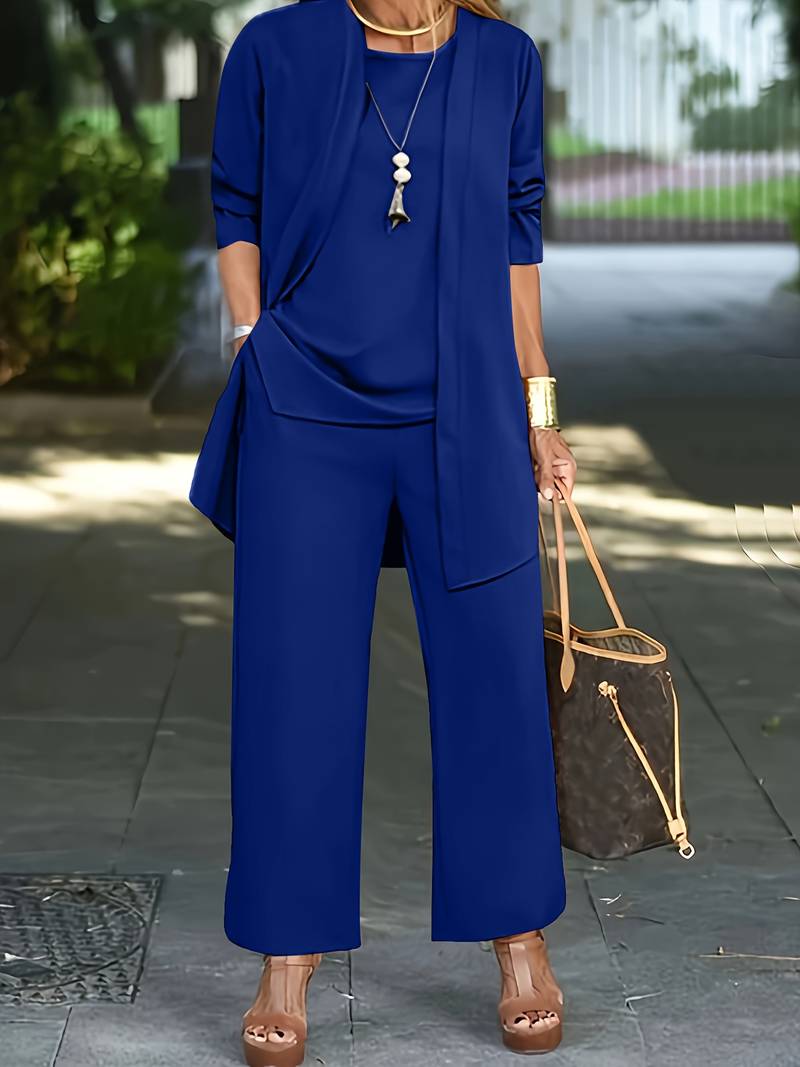 Comfortable Plush Ladies Loungewear Pant Set with Cardigan