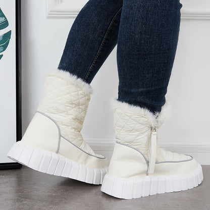 Platform Warm Faux Fur Lined Boots Side Zipper Snow Booties