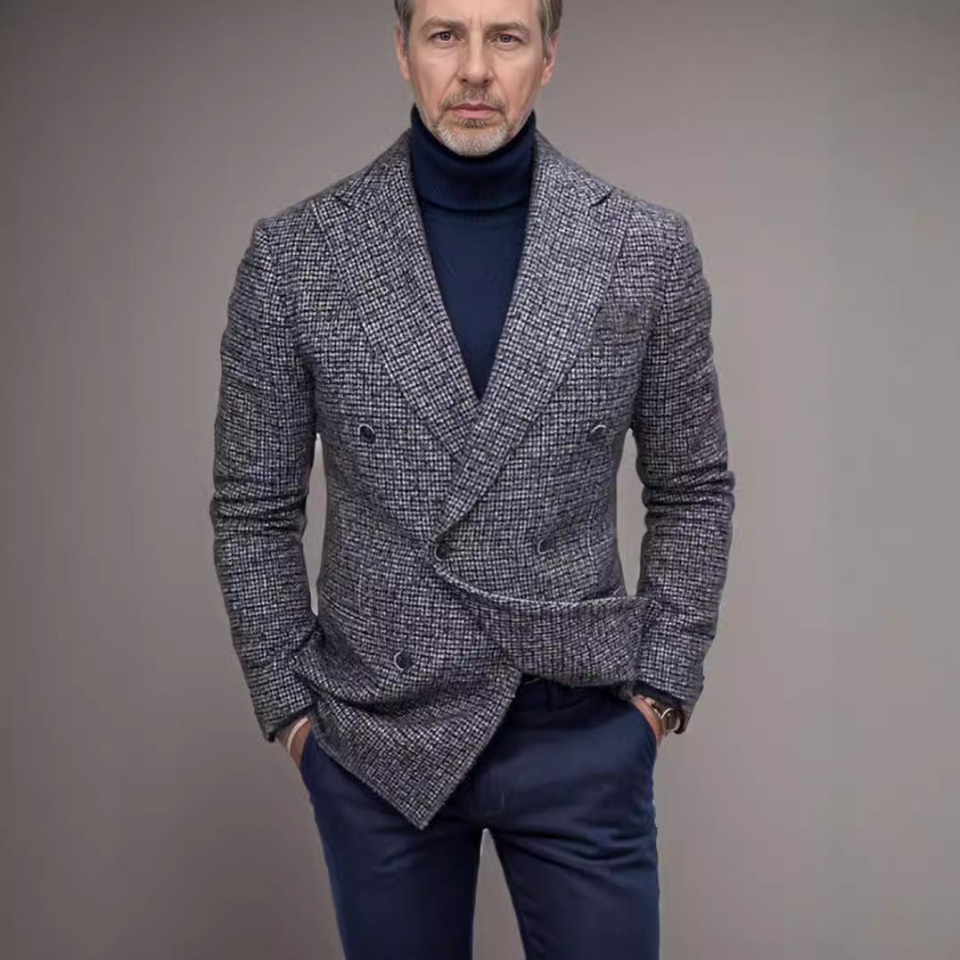 Men's Casual Slim Fit Plaid Suit Jacket