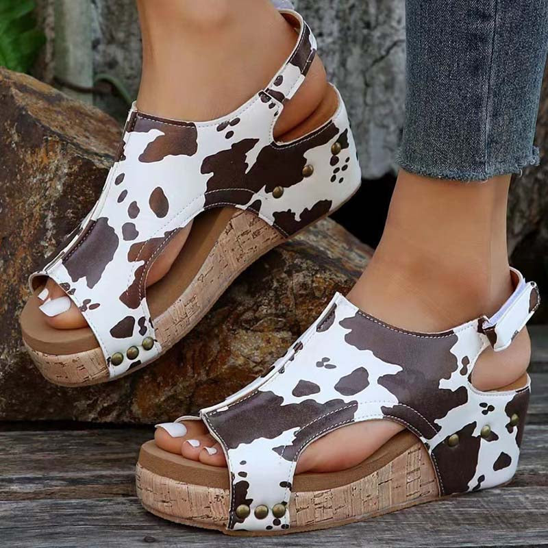 Women's Cork Platform Wedges Slingback Ankle Buckle Strap Sandals