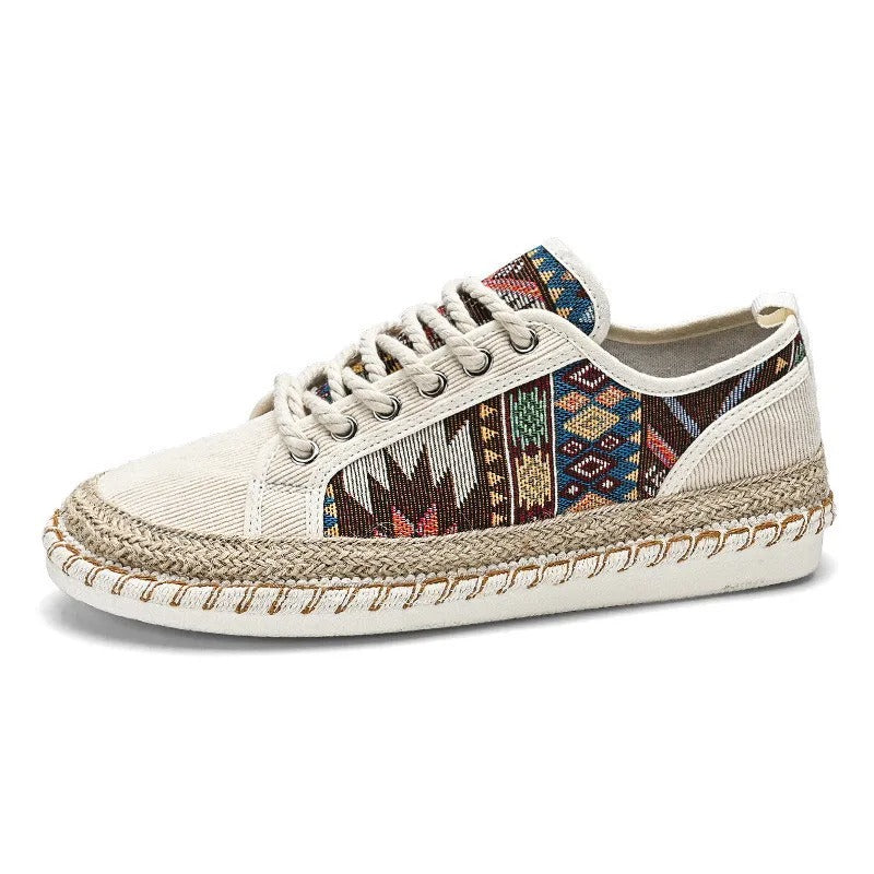 Natural Fiber Lace Up Casual Shoe