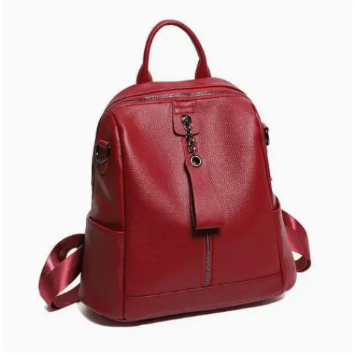 Women's Stylish Leather Backpack with Multiple Compartments