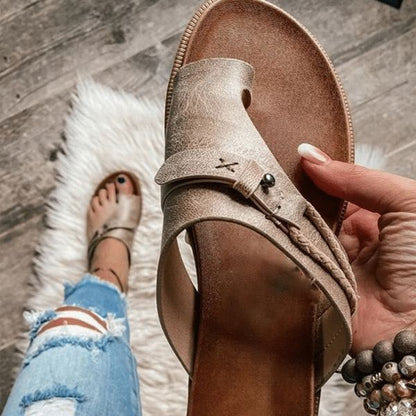 Women's Leather Soft Footbed Orthopedic Arch Support Summer Sandals