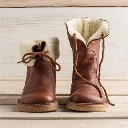Warm Fuzzy Lace Up Winter Snow Boots