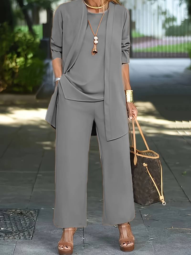 Comfortable Plush Ladies Loungewear Pant Set with Cardigan