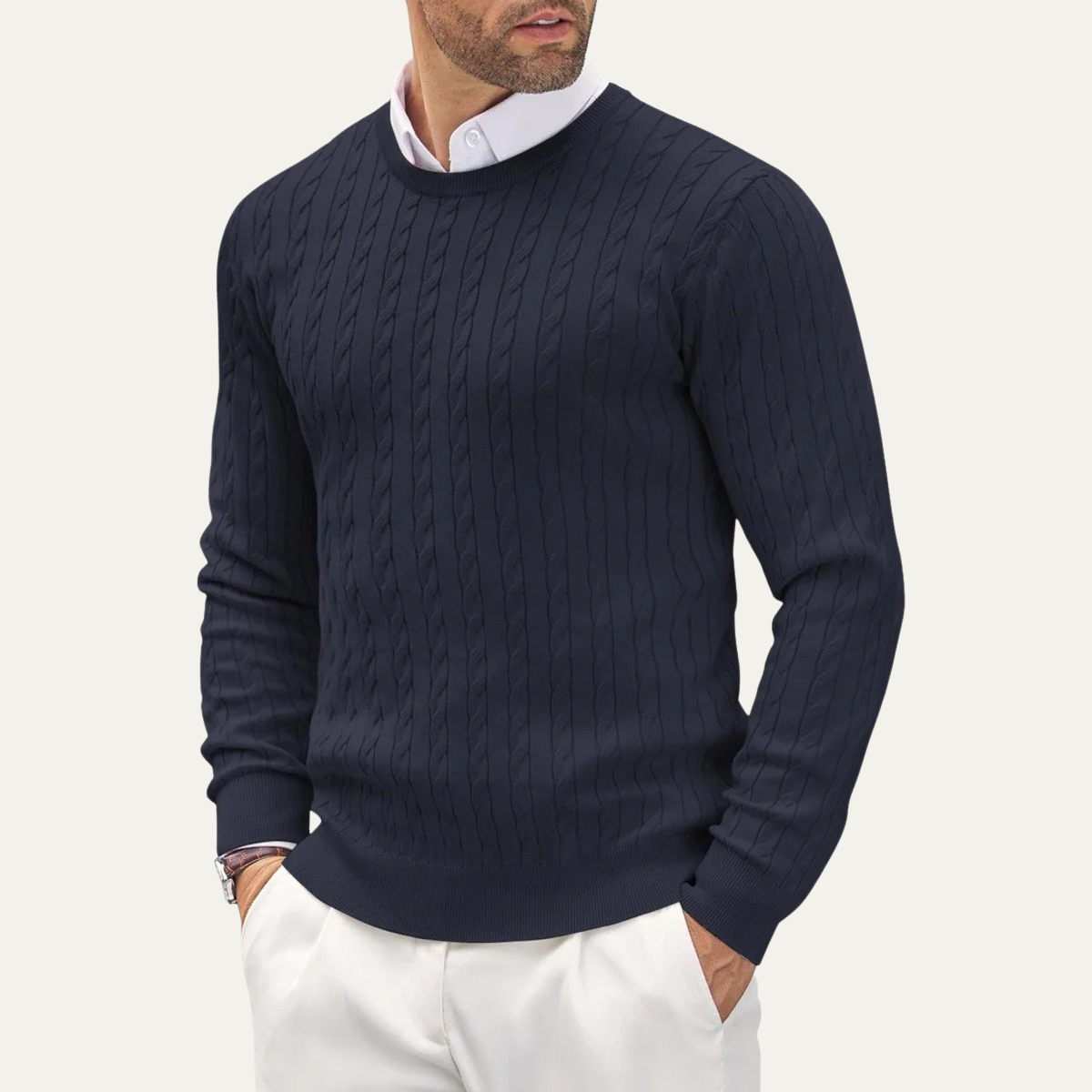Comfortable Mens Classic Crew Neck Sweater