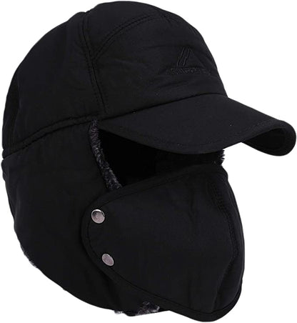 Mens Winter Cold Weather Snow Hat With Ear Flaps And Brim