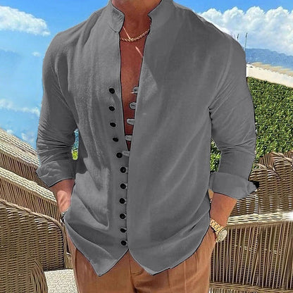 Classic Men's Casual Long Sleeve Cotton Shirt