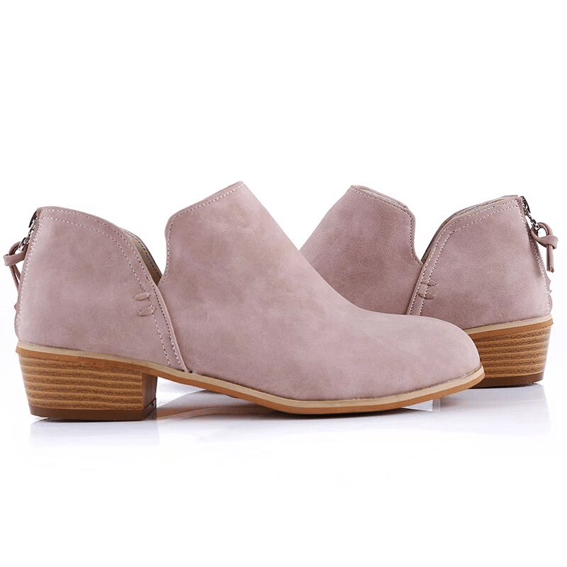 Women Orthopedic Ankle Boots Zipper Stacked Heel