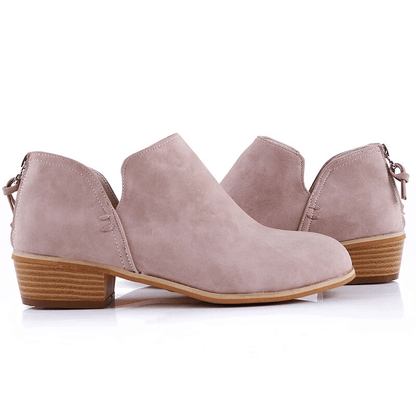 Women Orthopedic Ankle Boots Zipper Stacked Heel