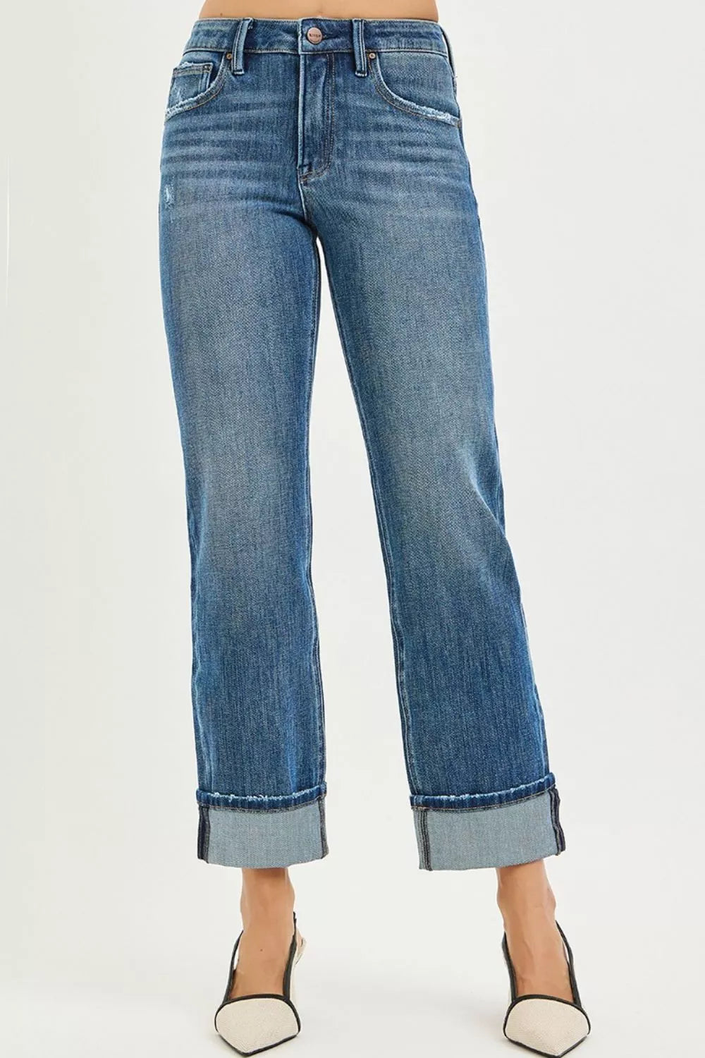 Relaxed Fit Straight Leg Stretch Jeans – Curve Plus Size - OutfitLondon