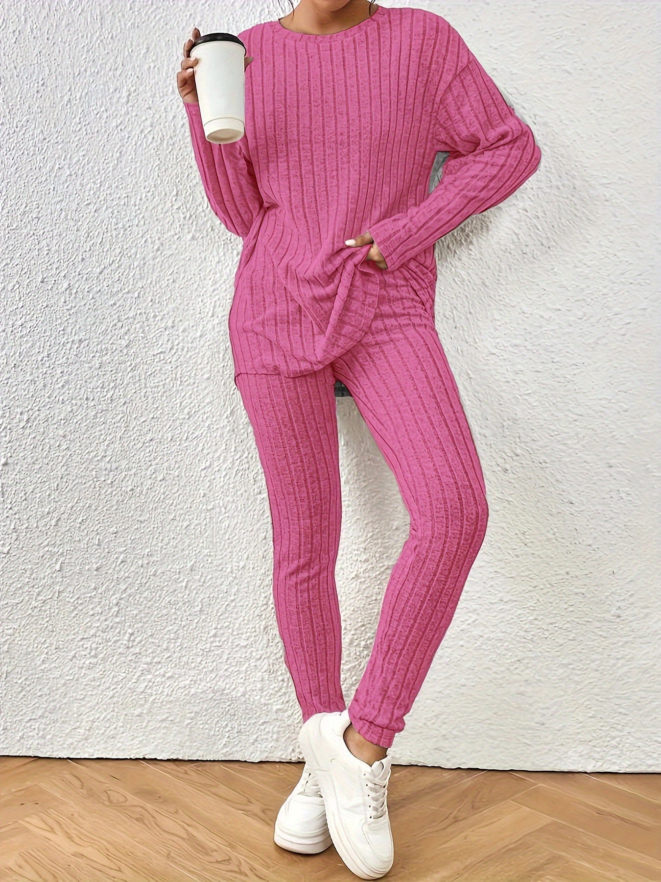 Soft Ladies 2-Piece Long Sleeve Top and Leggings Set
