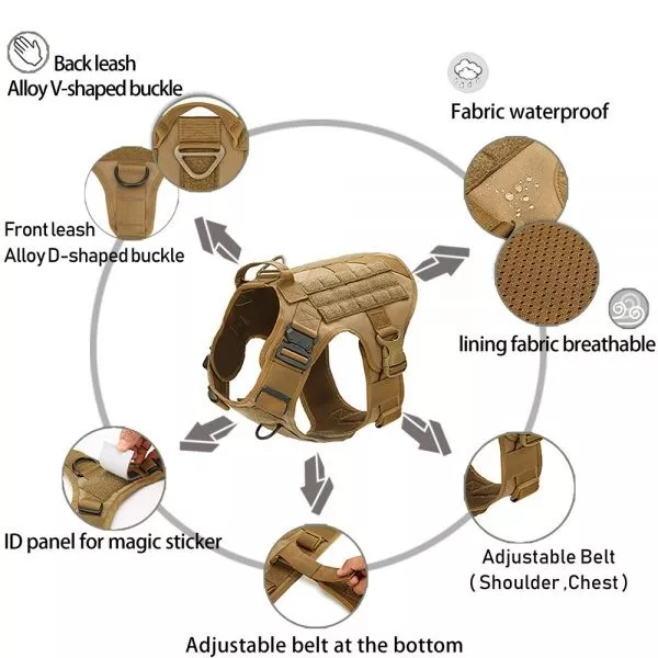Military No-Pull Tactical Dog Harness Vest