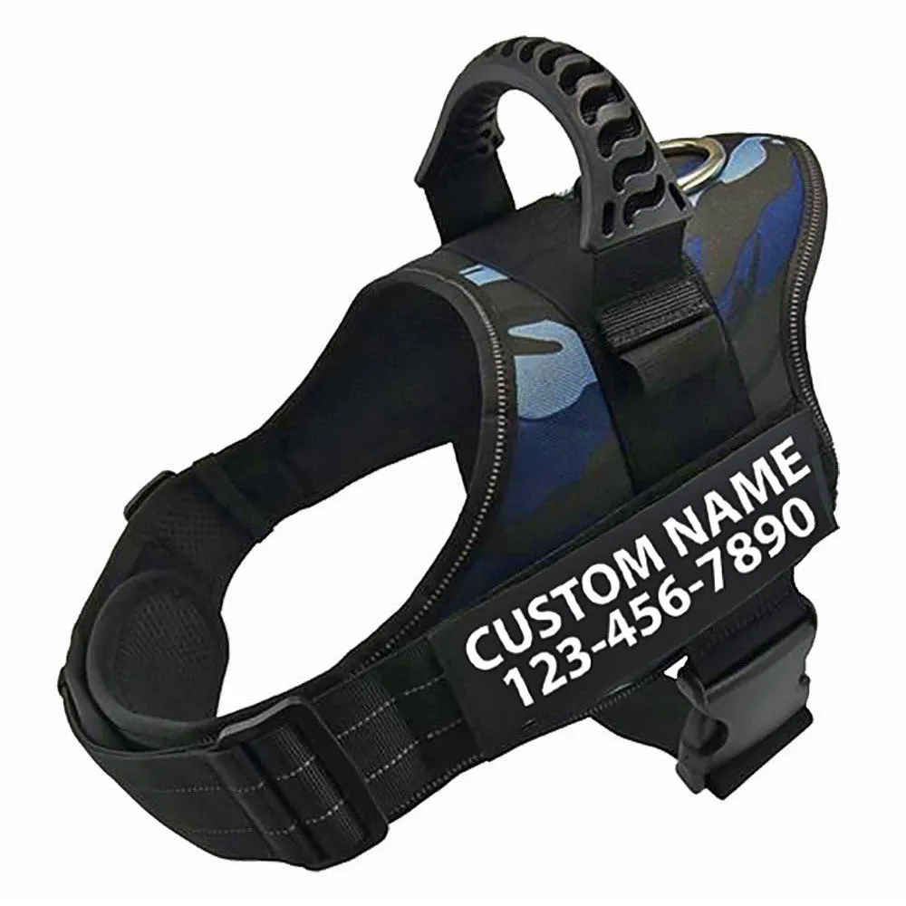 Personalised Dog Harness Strong No Pull Premium Custom Name Reflective Vest