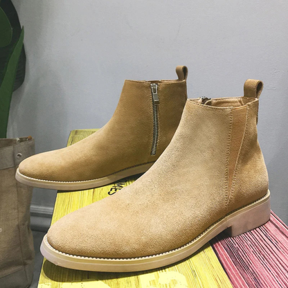 Luxury Men's Real Suede Chelsea Ankle Boots