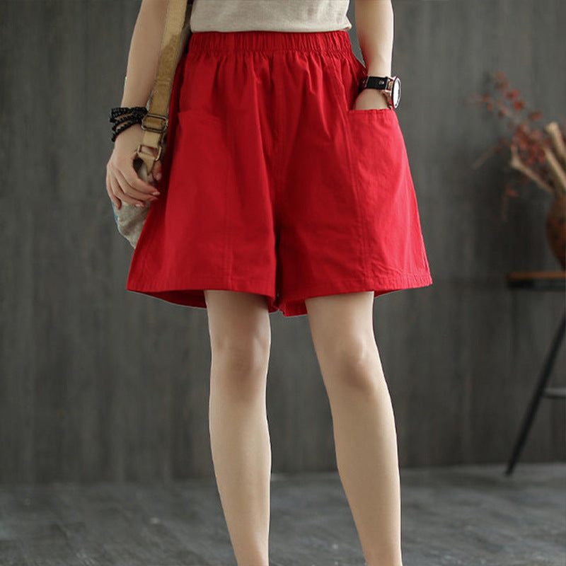 Women's Casual Cotton Loose Straight-Leg Cargo Shorts