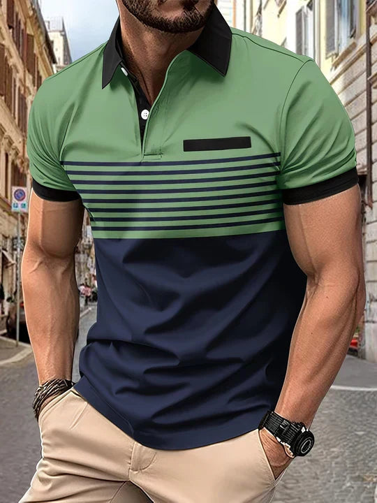 Classic Stripe Short Sleeve Polo Shirt