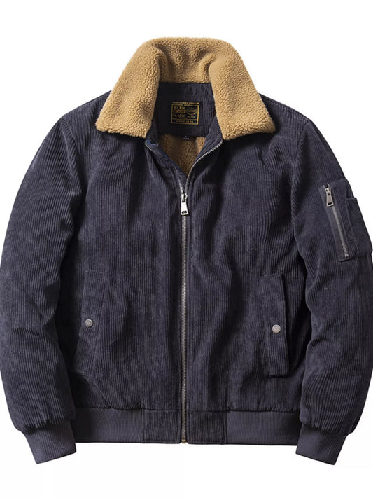 Large Plush Corduroy Coat - OutfitLondon