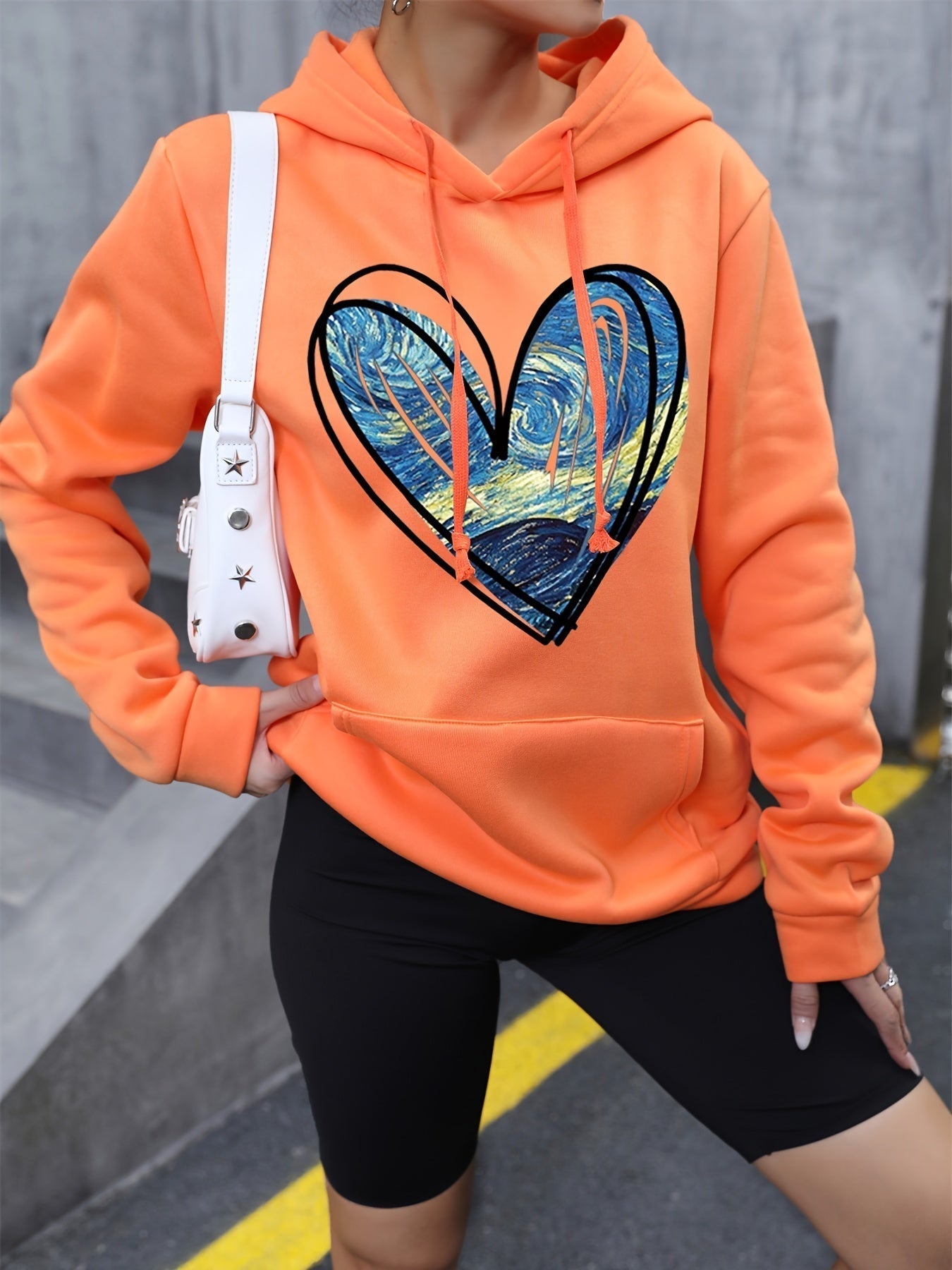 Cozy Ladies Relaxed Fit Hoodie with Love Graphic