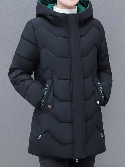 Warm Women's Down Jacket with Hood for Daily Use - OutfitLondon