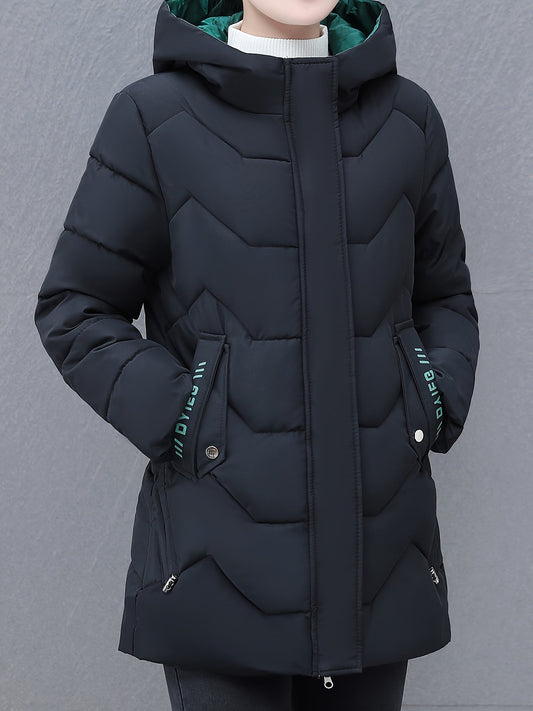Warm Women's Down Jacket with Hood for Daily Use - OutfitLondon