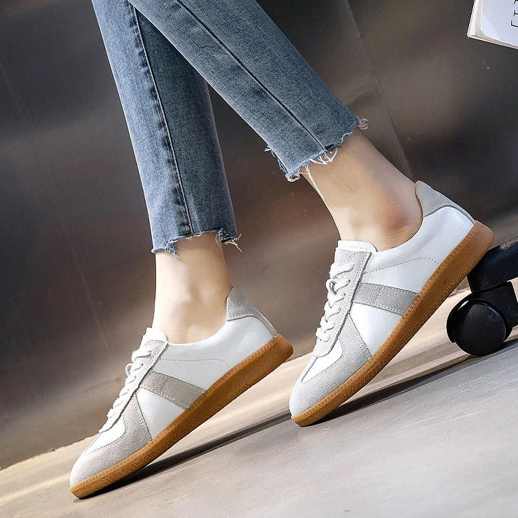 White Leather Low Top Sneakers Shoes