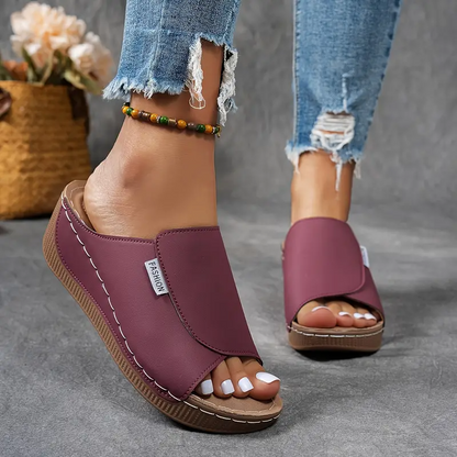 Comfortable Arch Support Slides – Women’s Solid Color Sandals – Breathable