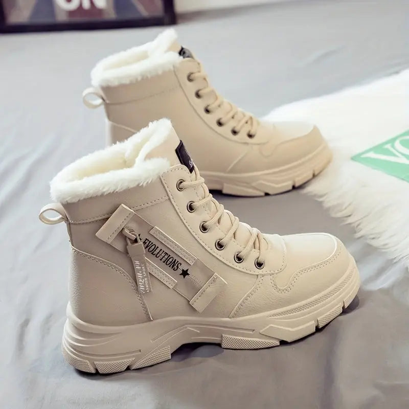 Warm Waterproof Women's Snow Boots with Fleece Lining - OutfitLondon