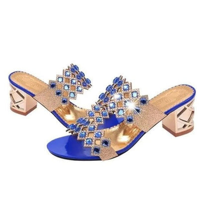 Chunky Heel Sandals For Women Comfy Rhinestone Light Fashionable Footwear