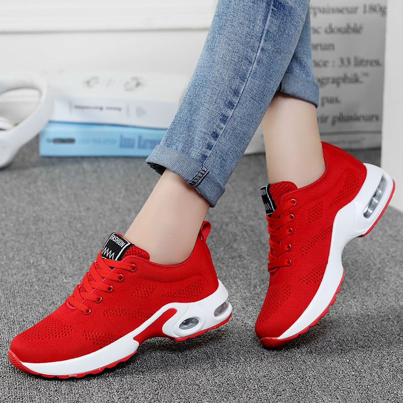 Women's Lace-up Fabric Flat Heel Sneakers