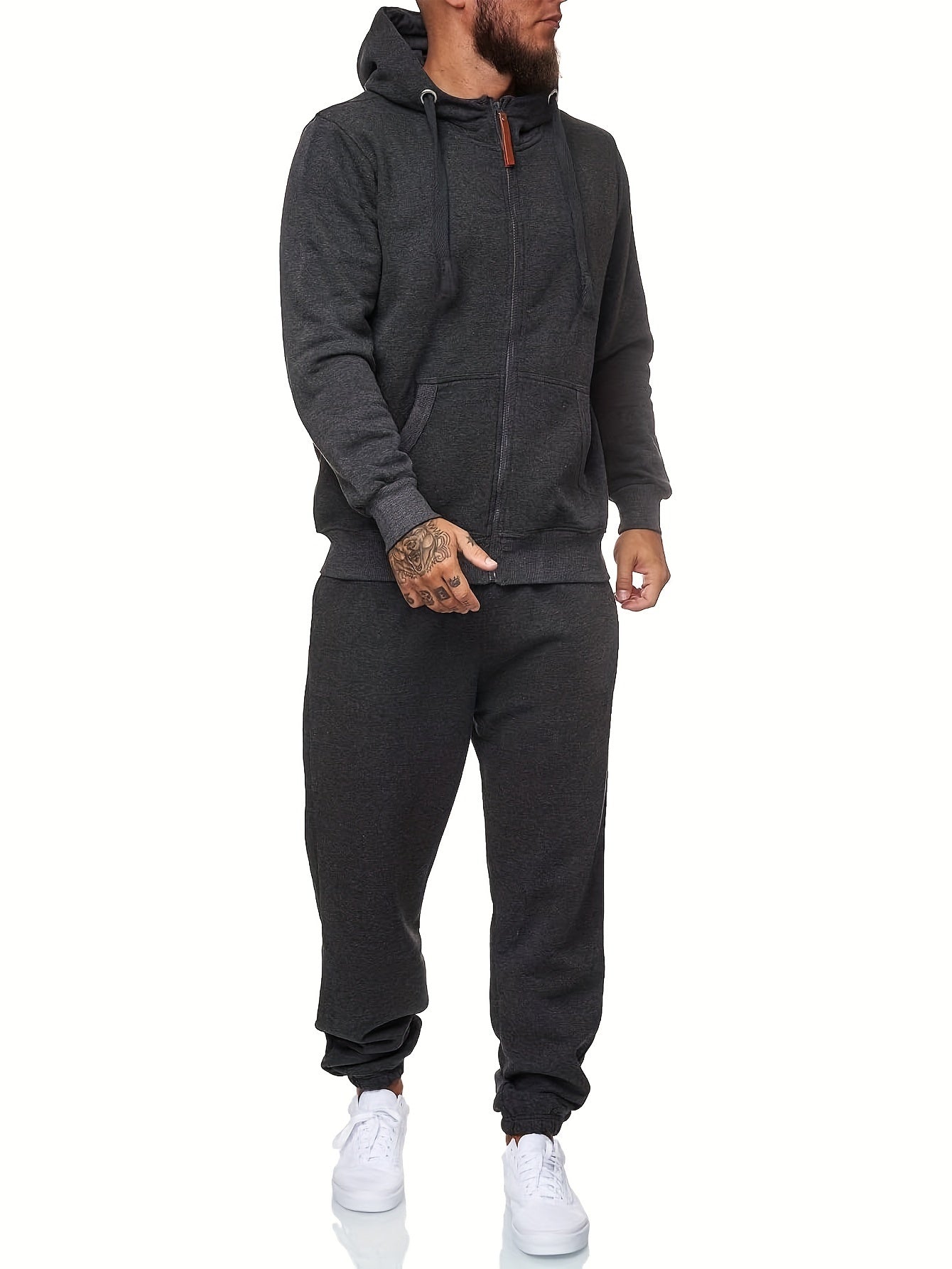 Comfortable Hoodie Track Suit Set with Zip Up Jacket Pants - OutfitLondon