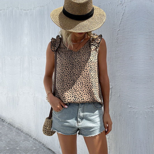 Women's Casual Leopard Print Sleeveless Top