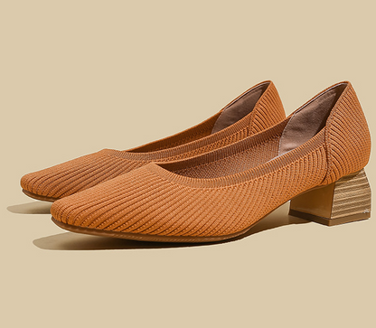 Comfortable Classy Knit Cap Toe Flats-Orange