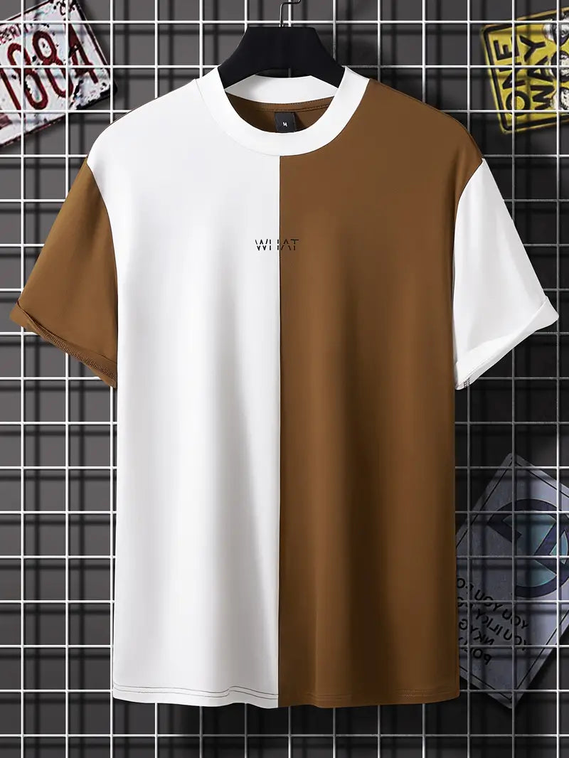 Fashionable Color Block Short Sleeve Tee Shirt