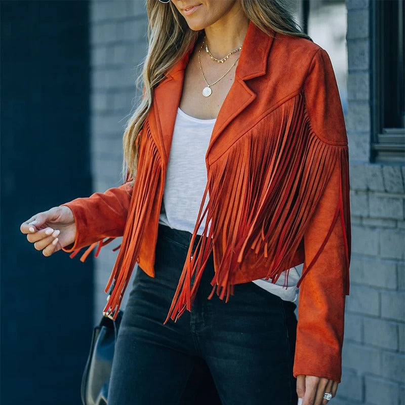 Tassel Trimmed Biker Jacket