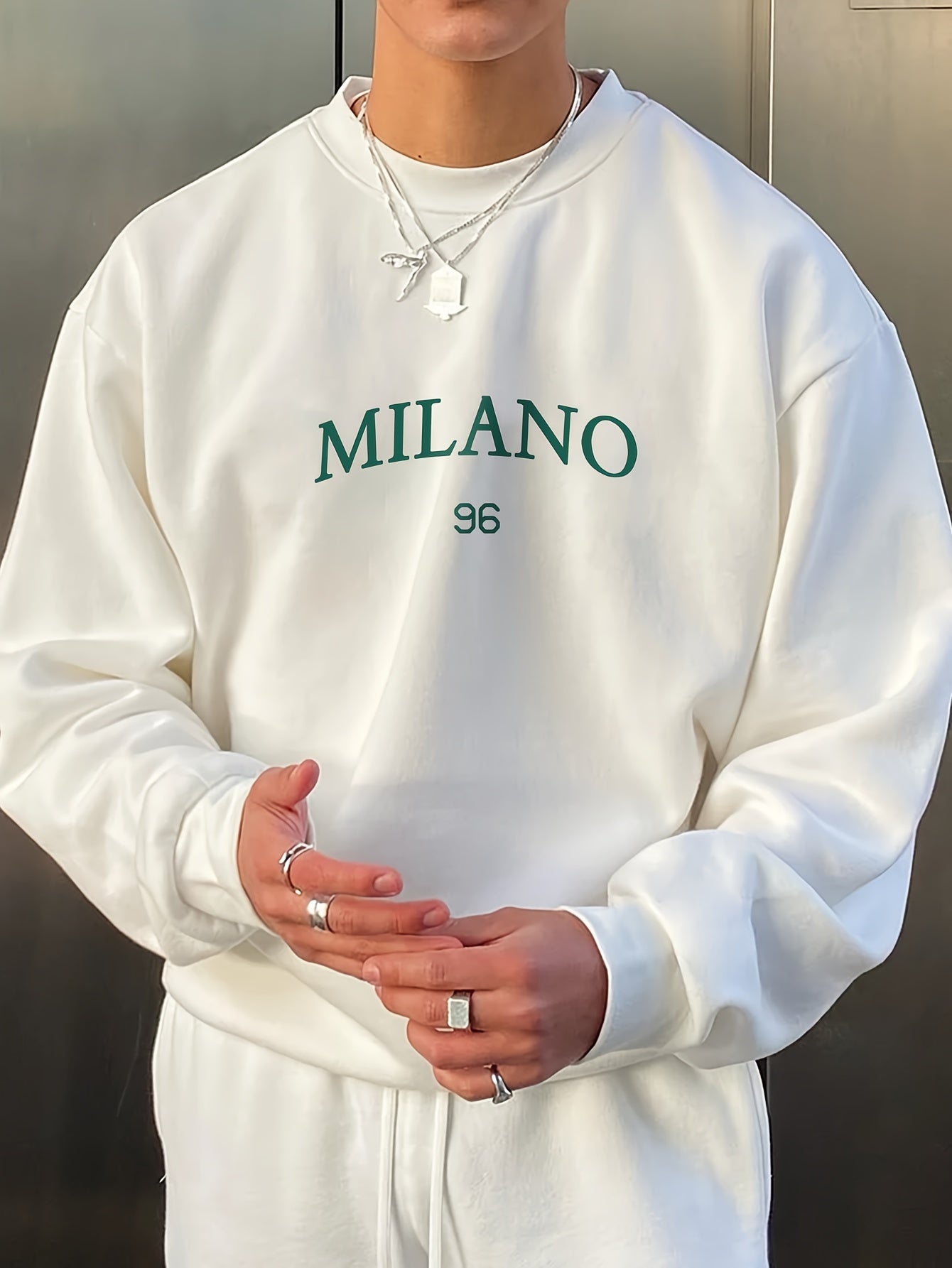 Casual Mens Sweatshirt with Milan Style Graphic Print - OutfitLondon