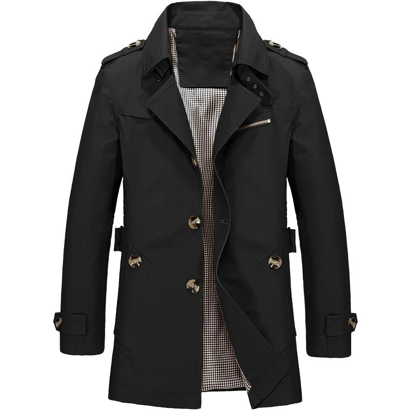 Rainproof Long Men's Trench Coat - OutfitLondon