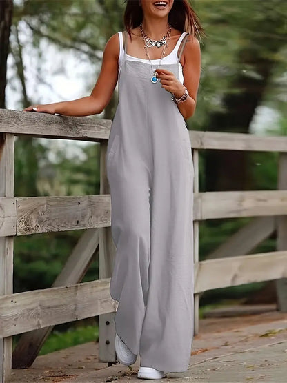 Loose Fit Casual Linen Jumpsuit for Women