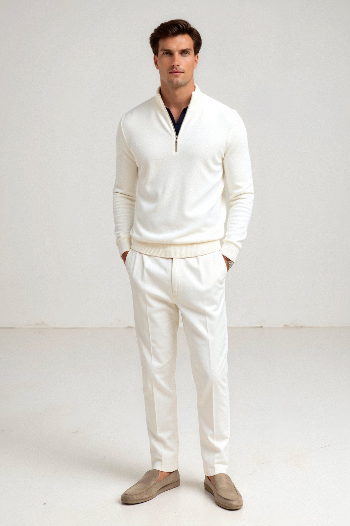 Relaxed Fit Quarter Zip Men's Sweater