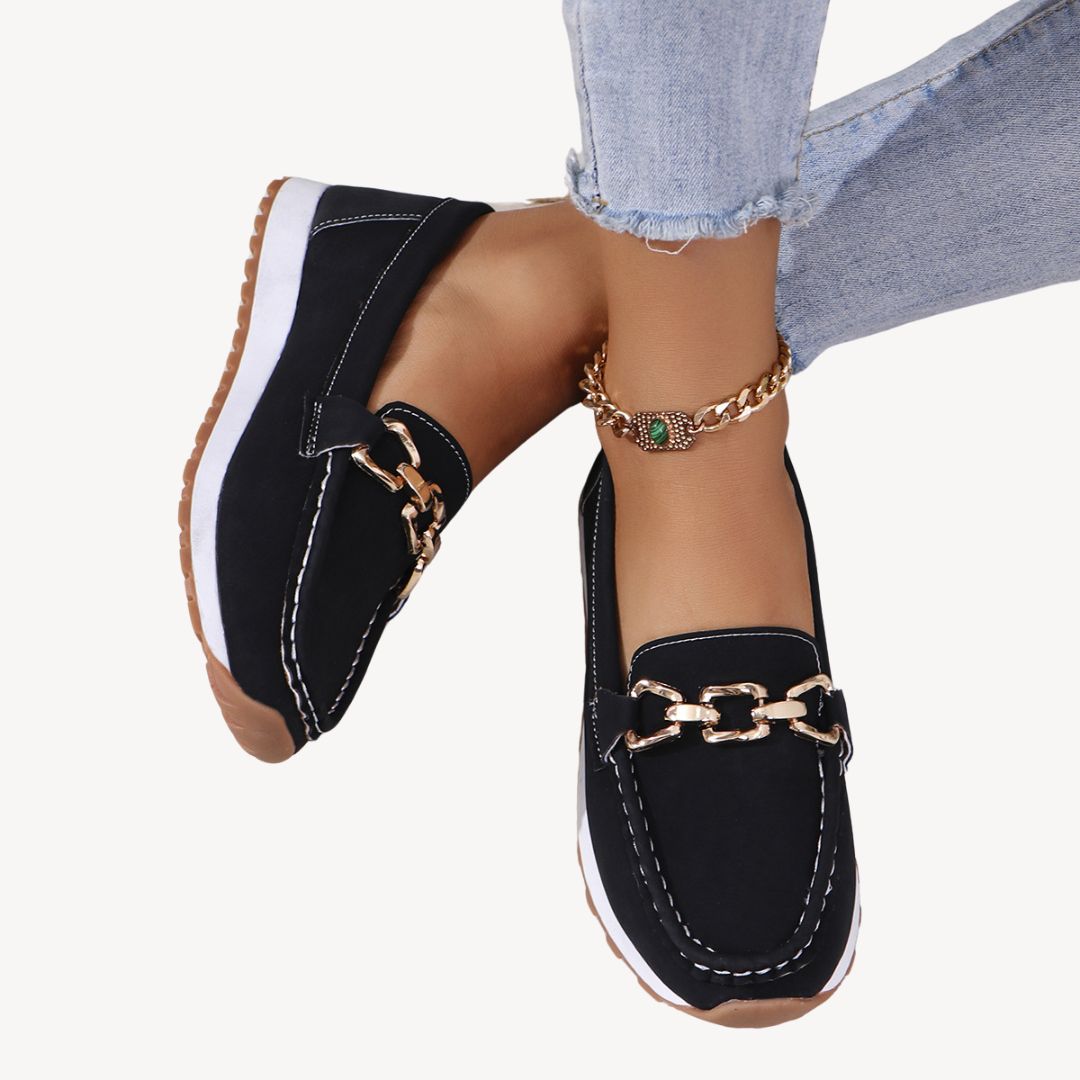 Comfortable Suede Slip On Shoes Women Chain