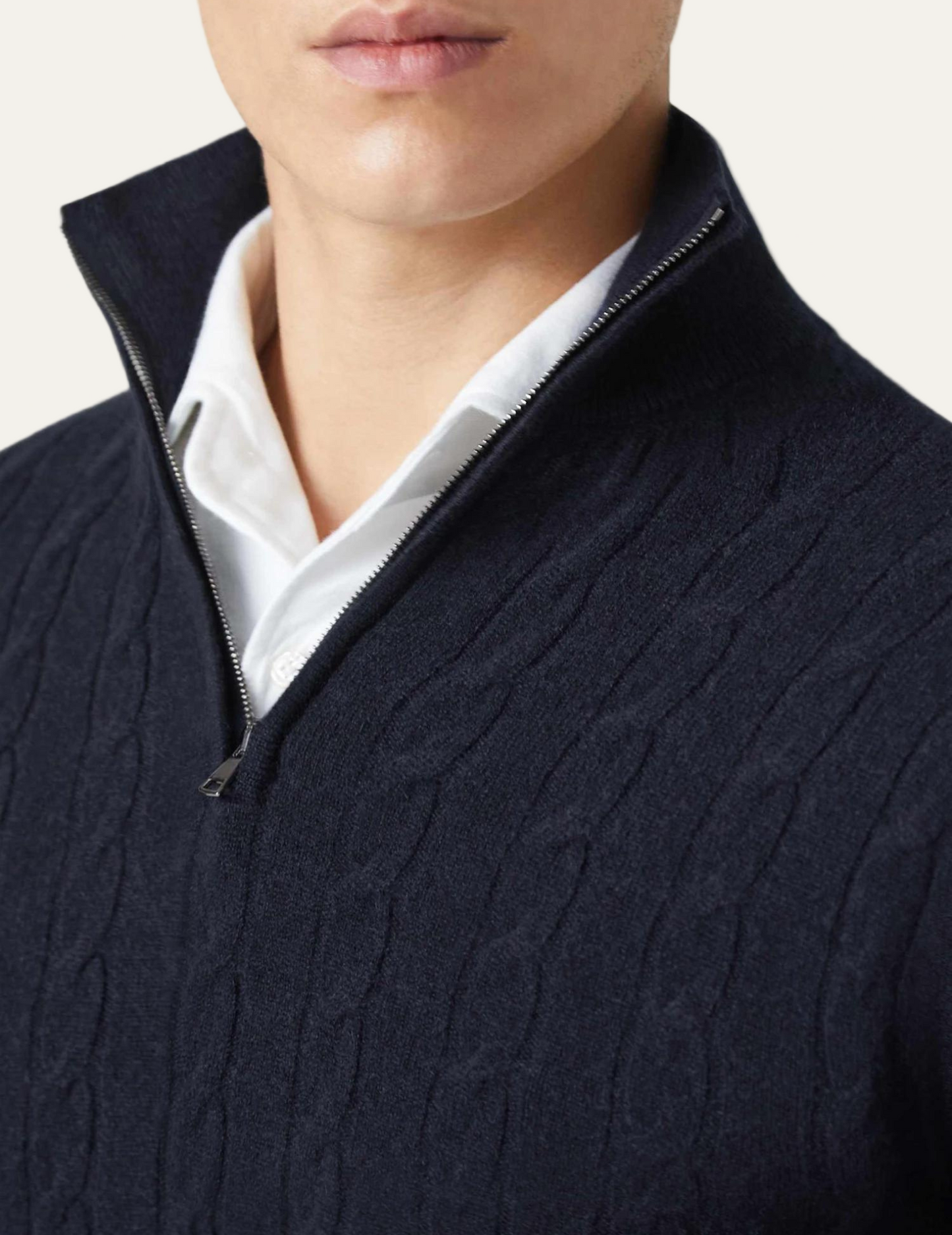 Classic Zip Up Crew Neck Sweater