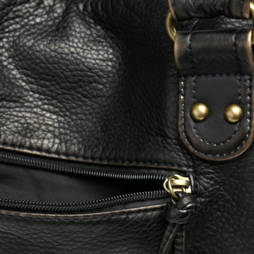 Elegant Black Genuine Leather Tote Bag